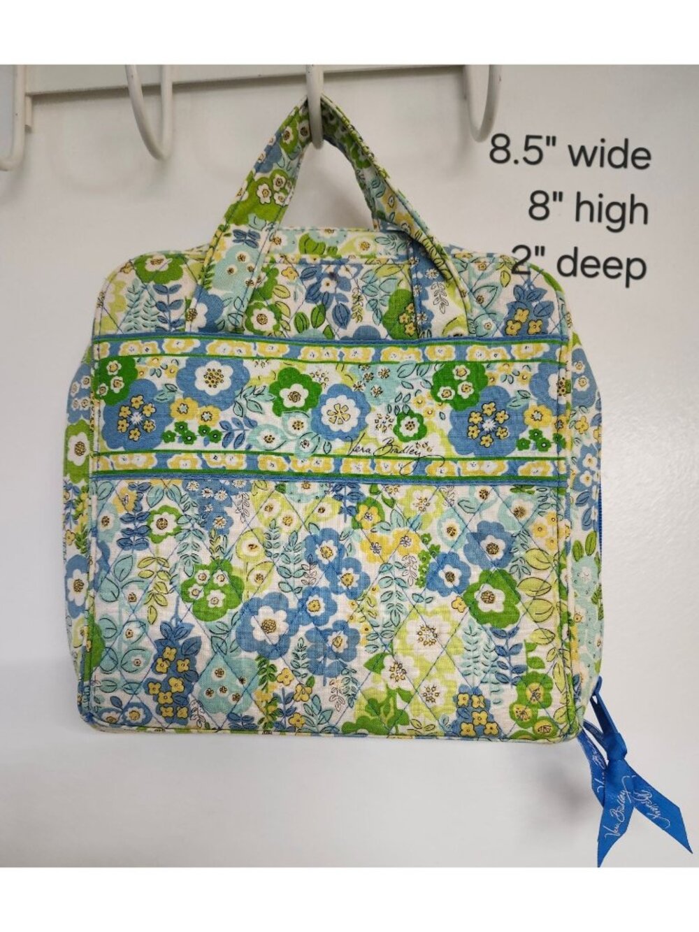 Vera Bradley Toiletry Case Travel Makeup Bag English Meadow Yellow & Blue - Picture 8 of 8